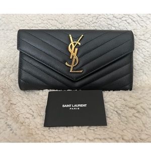 Authentic YSL large flap Chevron wallet. Not used after purchase.